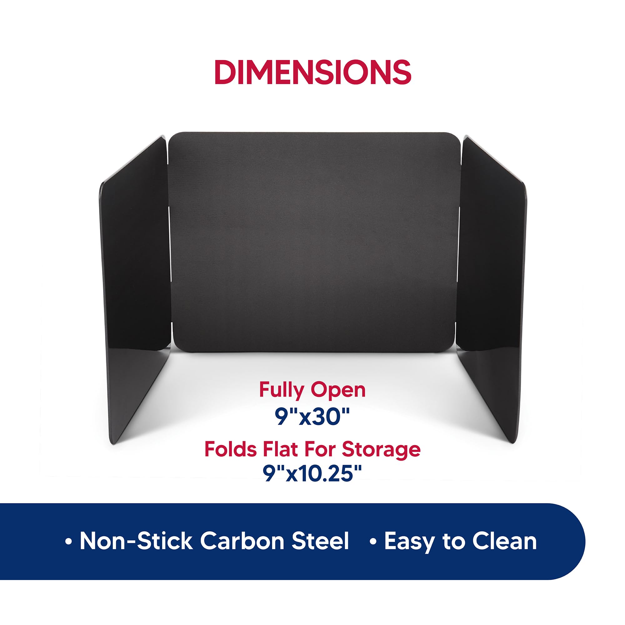 HIC Kitchen 3-Sided Splatter Guard, Non-Stick Carbon Steel, Heat Safe, Folds Flat For Storage, Fits Up To 10.5-Inch Pans And Bowls - Image 6