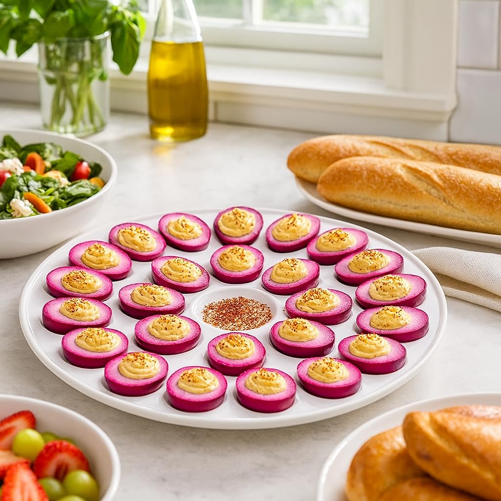 HIC Kitchen Deviled Egg Dish, Fine White Porcelain, 13.25-Inch - Image 3