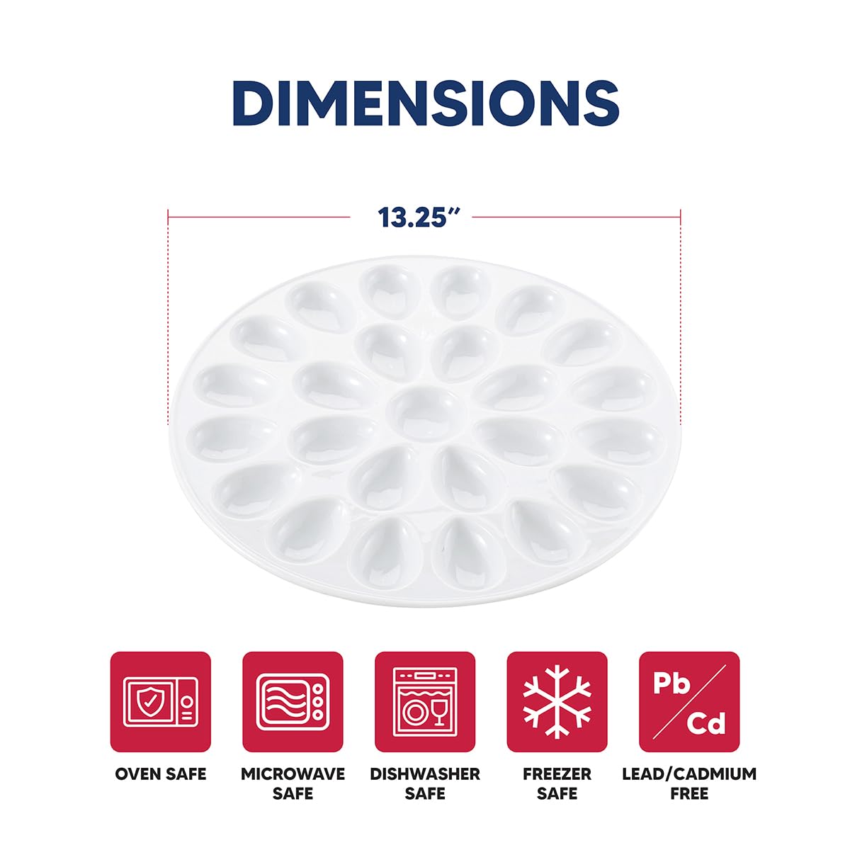 HIC Kitchen Deviled Egg Dish, Fine White Porcelain, 13.25-Inch - Image 6