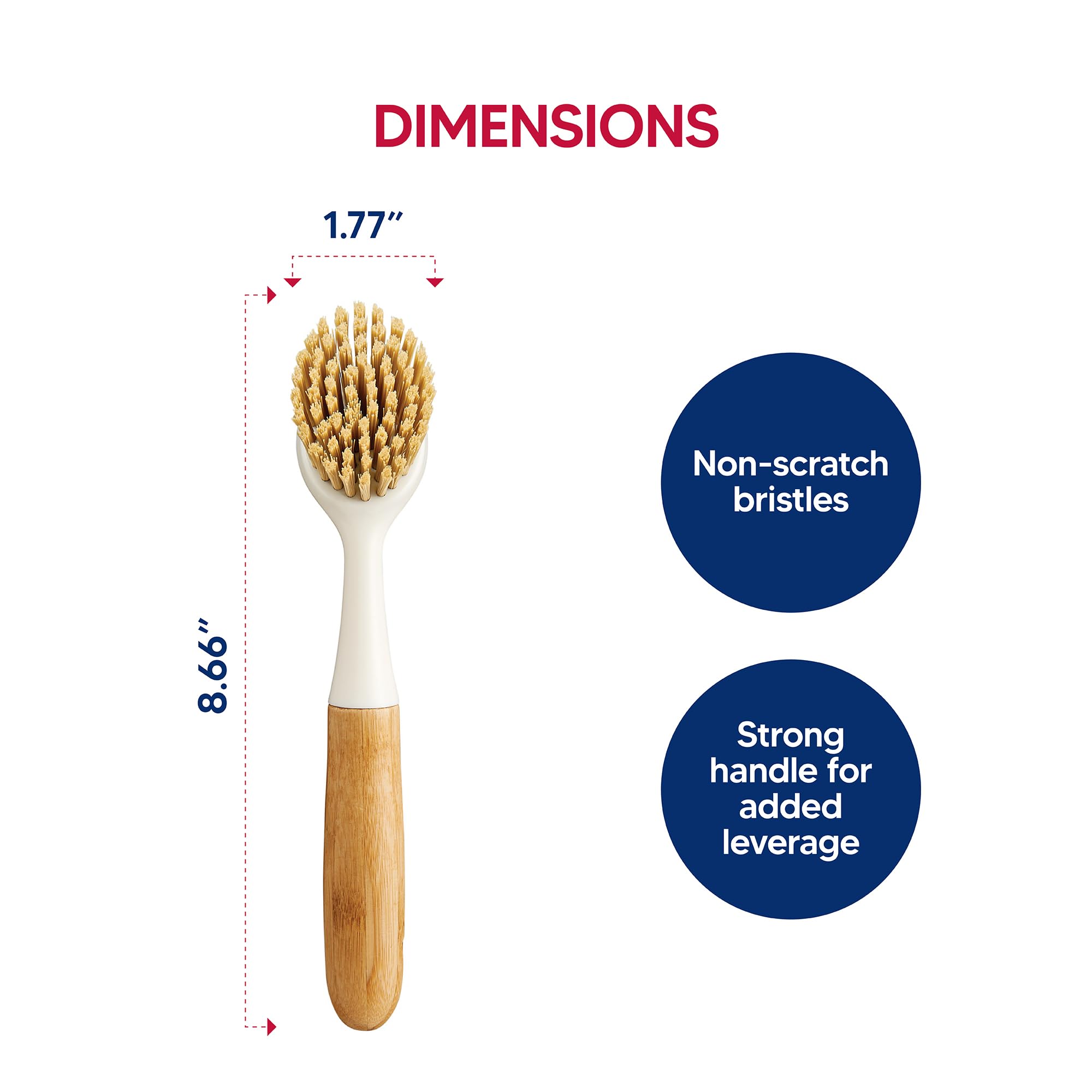 HIC Kitchen Dish Scrubbing Brush, Bamboo with Non-Scratch Bristles - Image 4