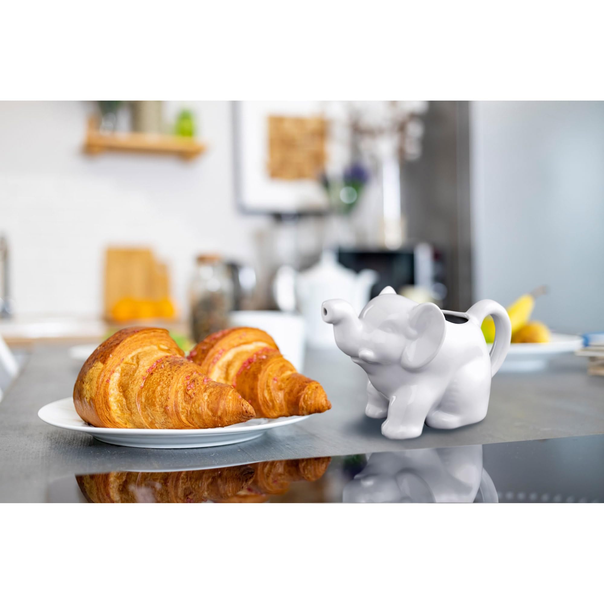 HIC Kitchen Elephant Creamer With Handle, Fine Porcelain, 9-Ounce, For Serving Milk, Cream, Syrup, Dressings, And Sauces - Image 4