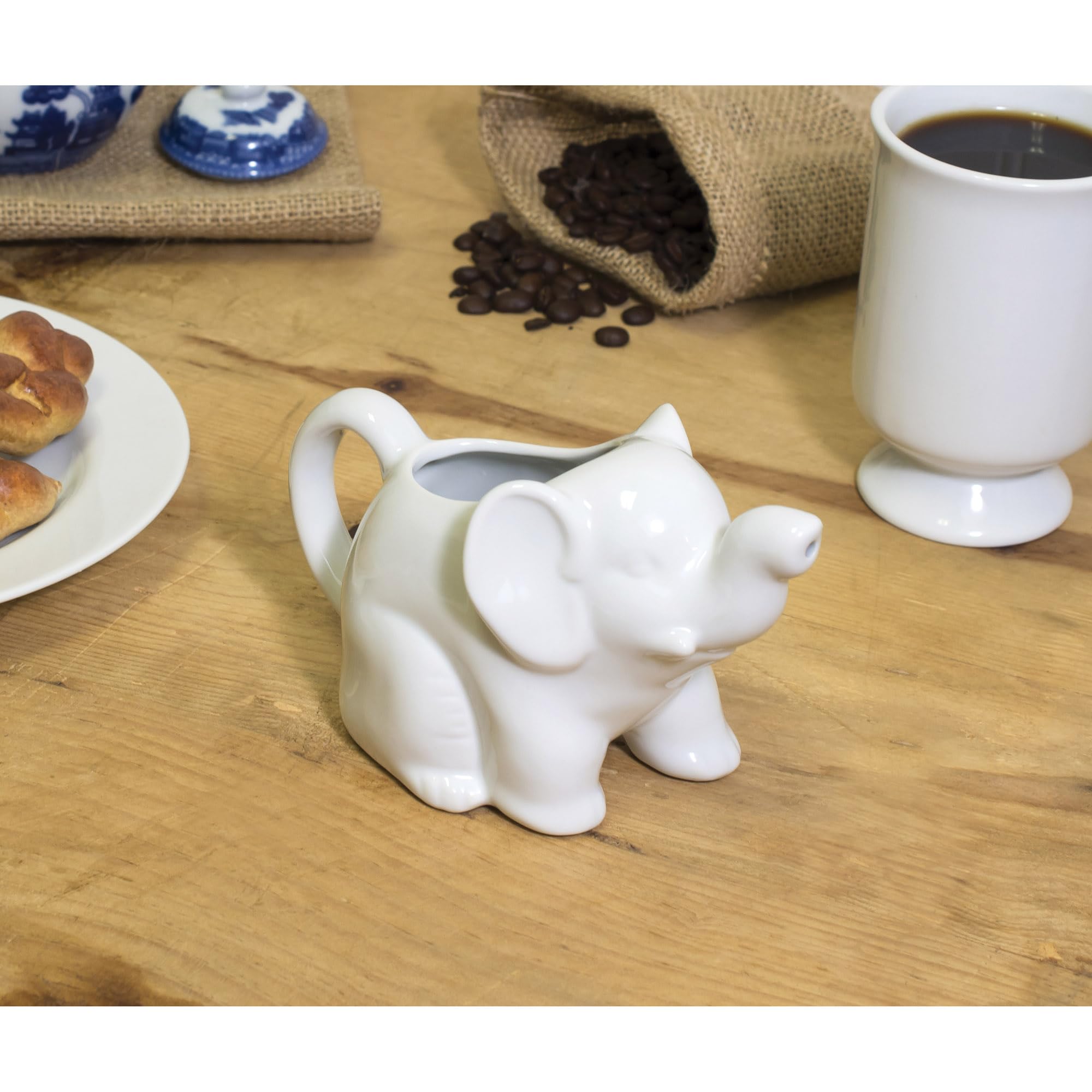HIC Kitchen Elephant Creamer With Handle, Fine Porcelain, 9-Ounce, For Serving Milk, Cream, Syrup, Dressings, And Sauces - Image 7