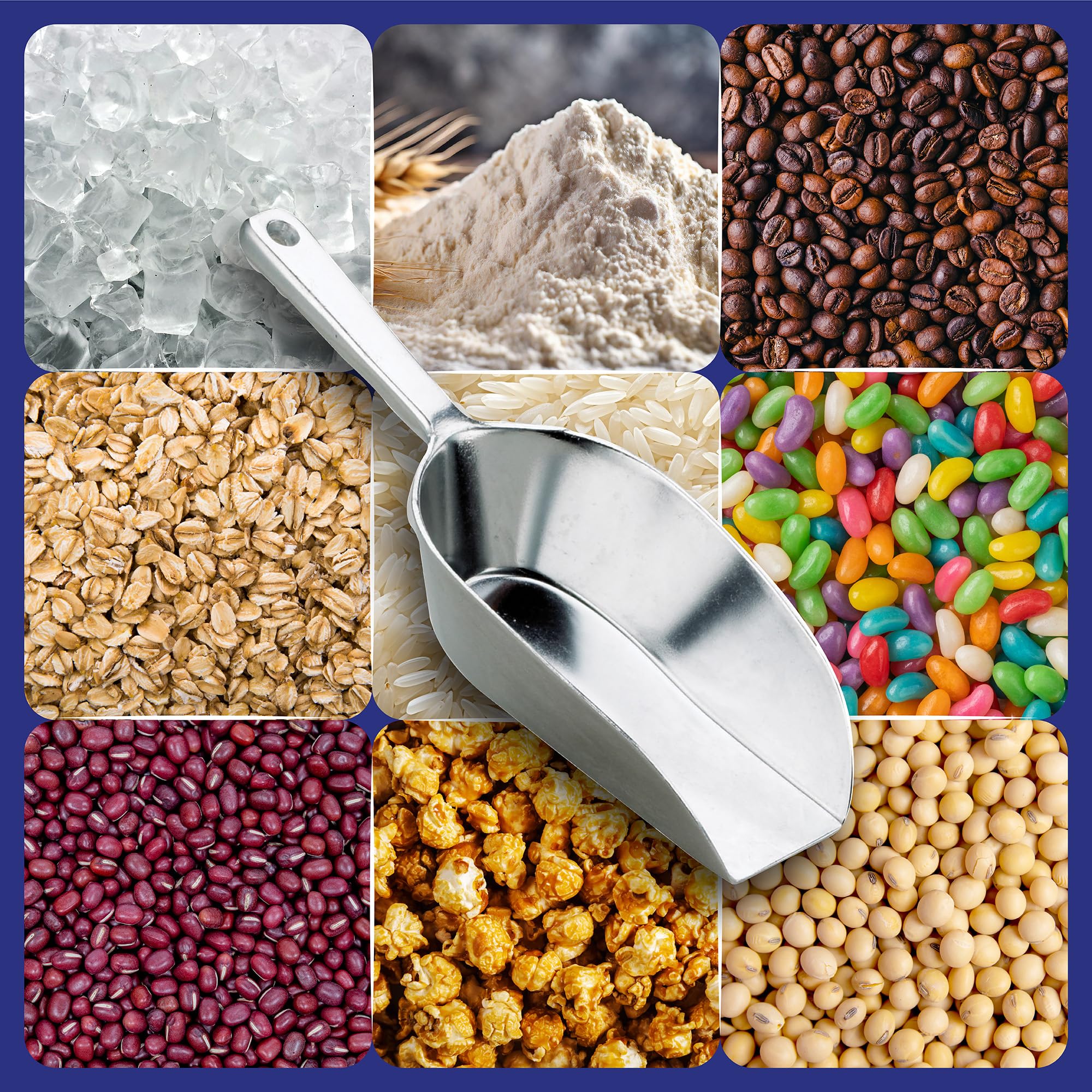 HIC Kitchen Flat Bottom Food Scoops, 5-Inch, 7.5-Inch, 8.75-Inch, Commercial-Grade Anodized Cast Aluminum, Set of 3 - Image 5