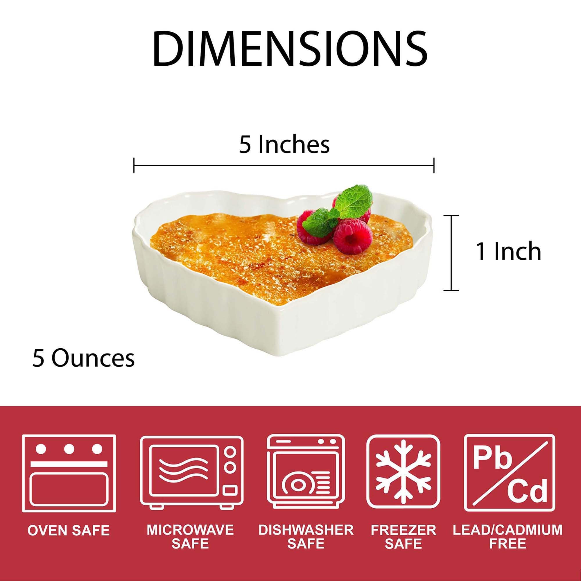HIC Kitchen Heart Creme Brulee Set, Fine Porcelain, 5 x 1-inch, Set of 6 - Image 7