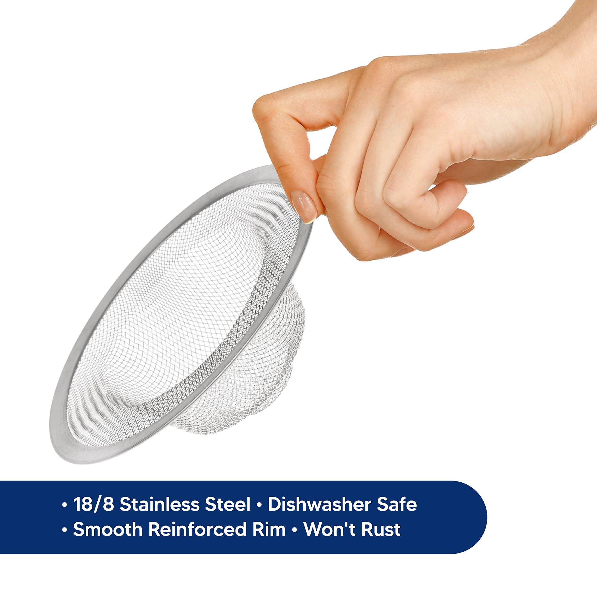 HIC Kitchen Mesh Sink Strainer, 18/8 Stainless Steel, 4.5-Inches - Image 3