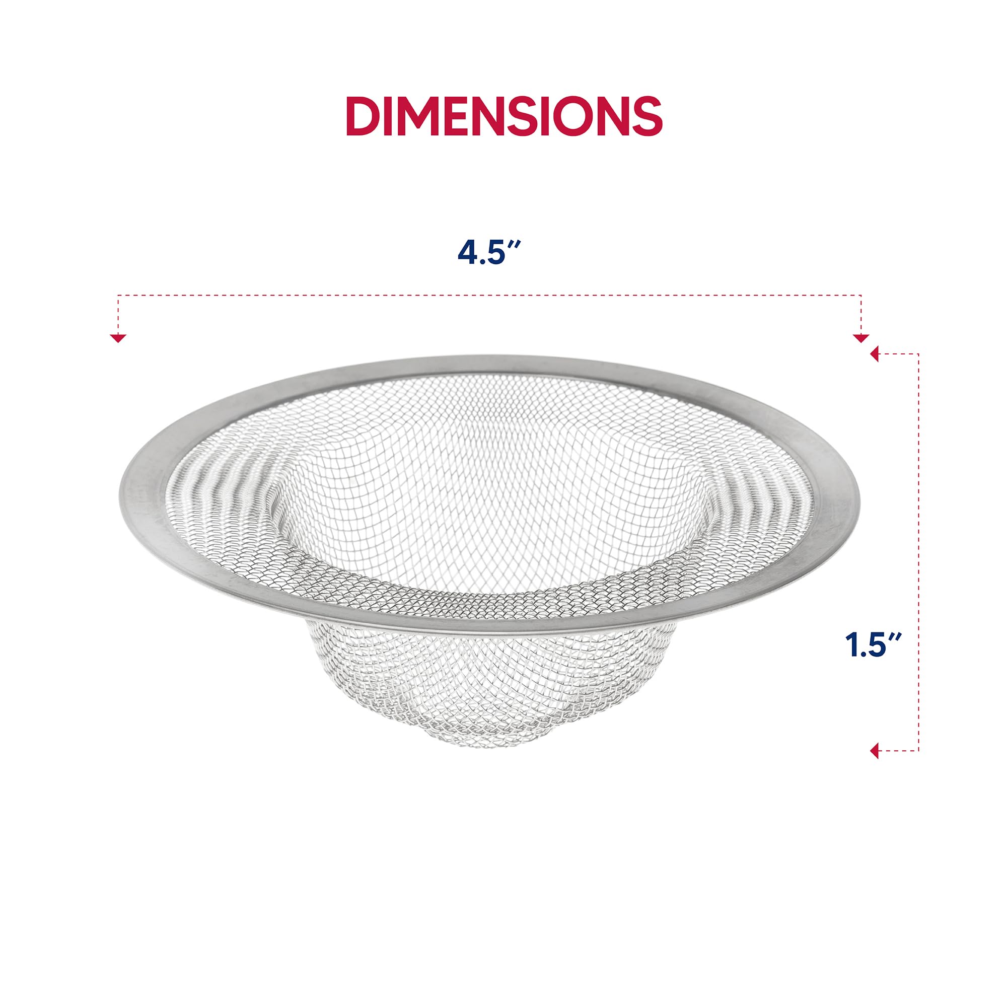 HIC Kitchen Mesh Sink Strainer, 18/8 Stainless Steel, 4.5-Inches - Image 6