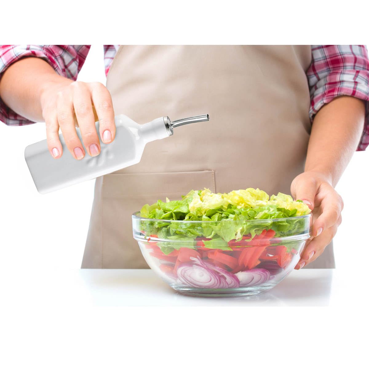 HIC Kitchen Oil Bottle, Square, Fine Porcelain, 16-Ounce Capacity - Image 3