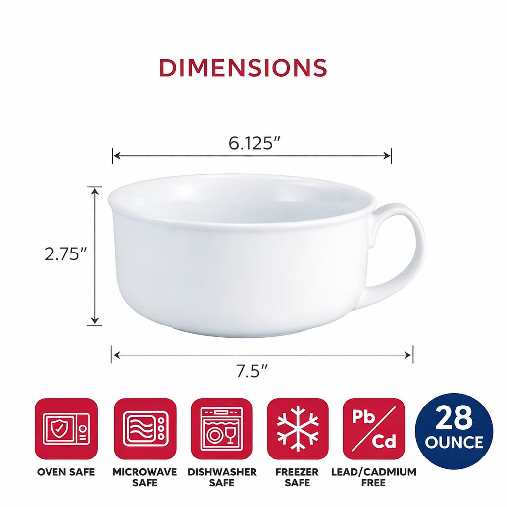 HIC Kitchen Oversized Hotel Breakfast Bowl With Handle, Fine Porcelain, 28-Ounce - Image 6