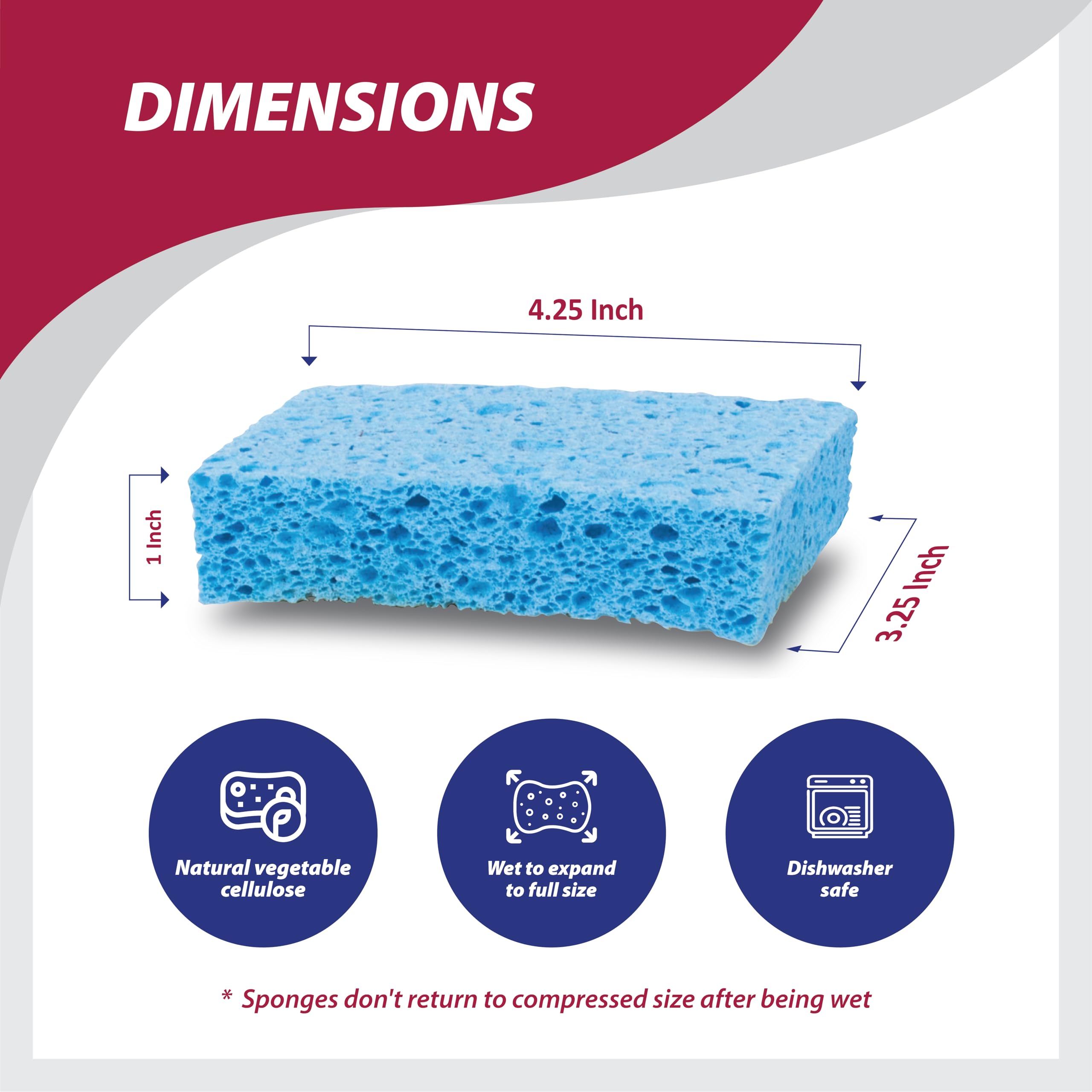 HIC Kitchen Pop-Up Sponges, Rectangular, Natural Vegetable Cellulose, Set of 4 - Image 4