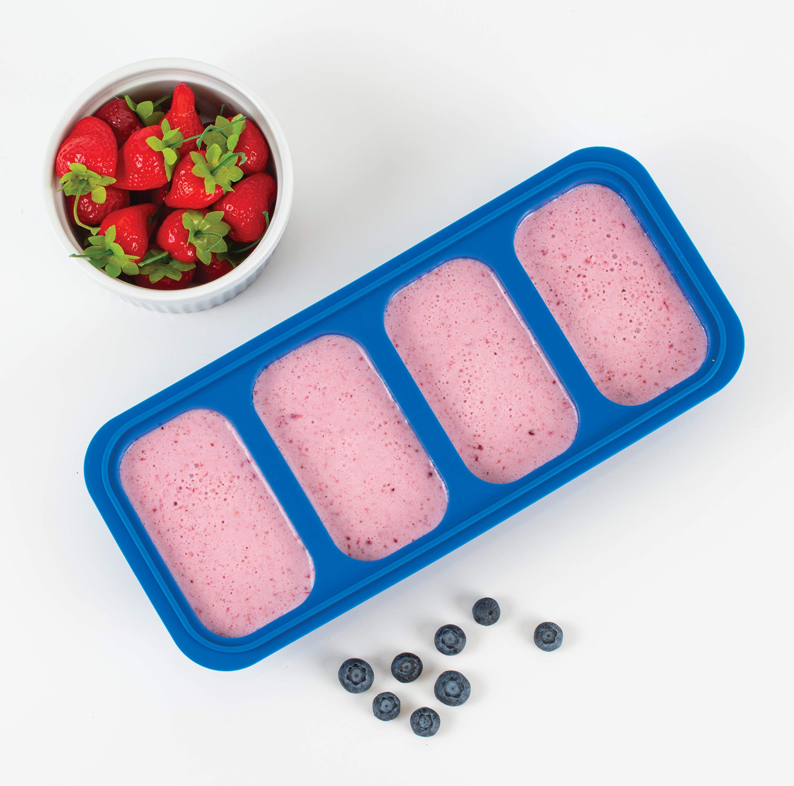 HIC Kitchen Prep-N-Freeze Portion Tray with Lid, Collapsible European-Grade Silicone, 4-Sections Hold 6-Ounces Each - Image 5
