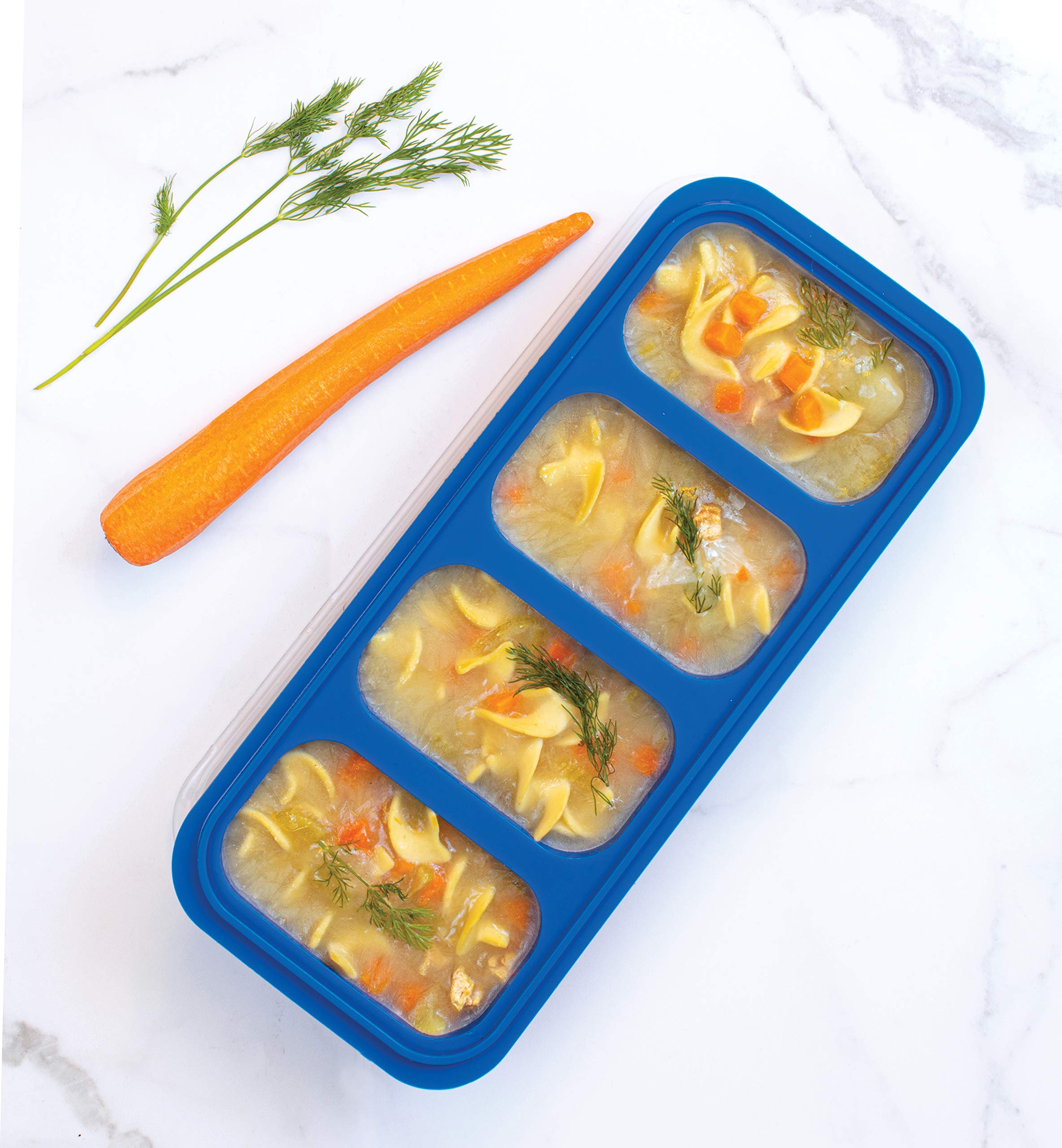 HIC Kitchen Prep-N-Freeze Portion Tray with Lid, Collapsible European-Grade Silicone, 4-Sections Hold 6-Ounces Each - Image 6