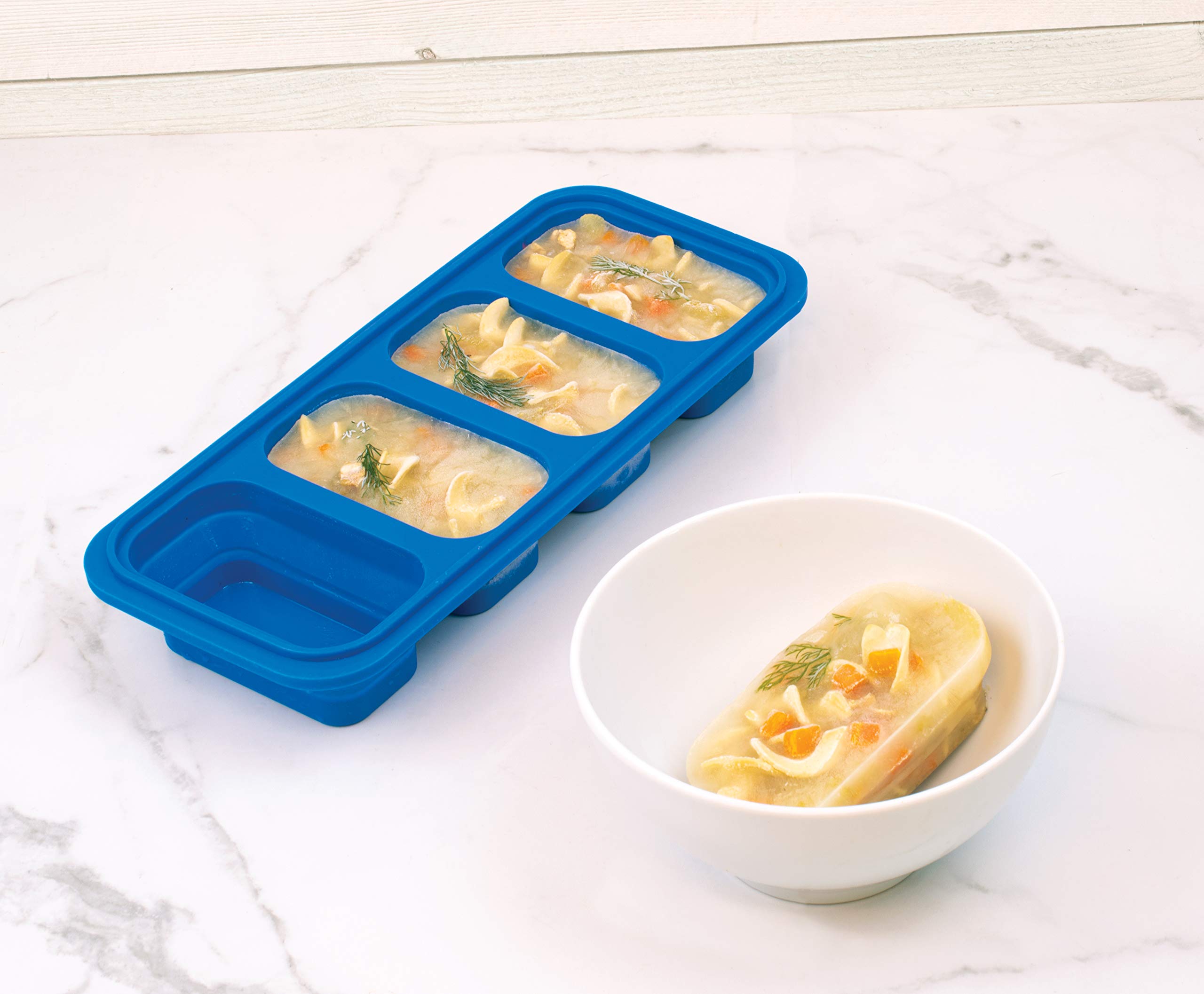 HIC Kitchen Prep-N-Freeze Portion Tray with Lid, Collapsible European-Grade Silicone, 4-Sections Hold 6-Ounces Each - Image 7