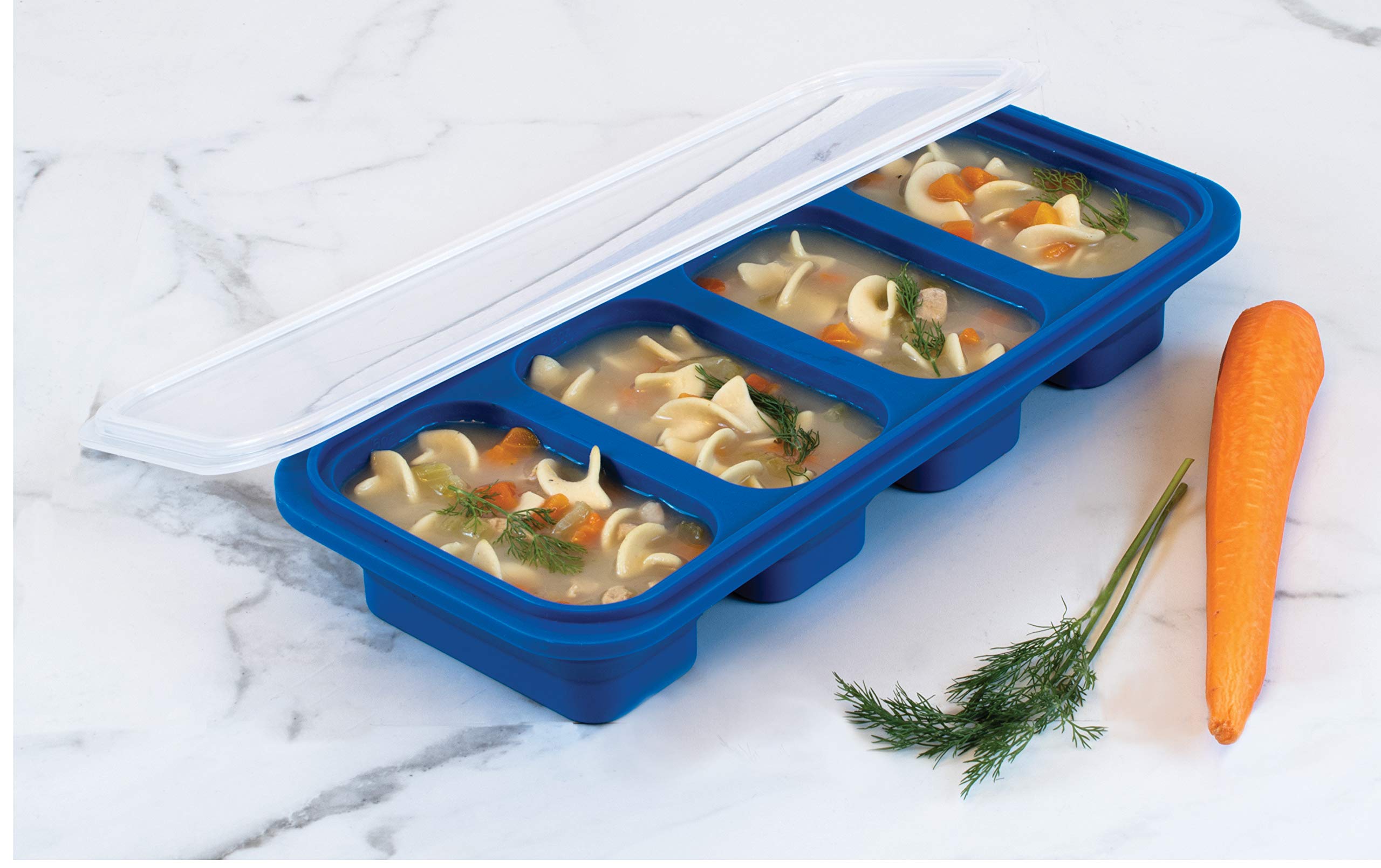 HIC Kitchen Prep-N-Freeze Portion Tray with Lid, Collapsible European-Grade Silicone, 4-Sections Hold 6-Ounces Each - Image 8