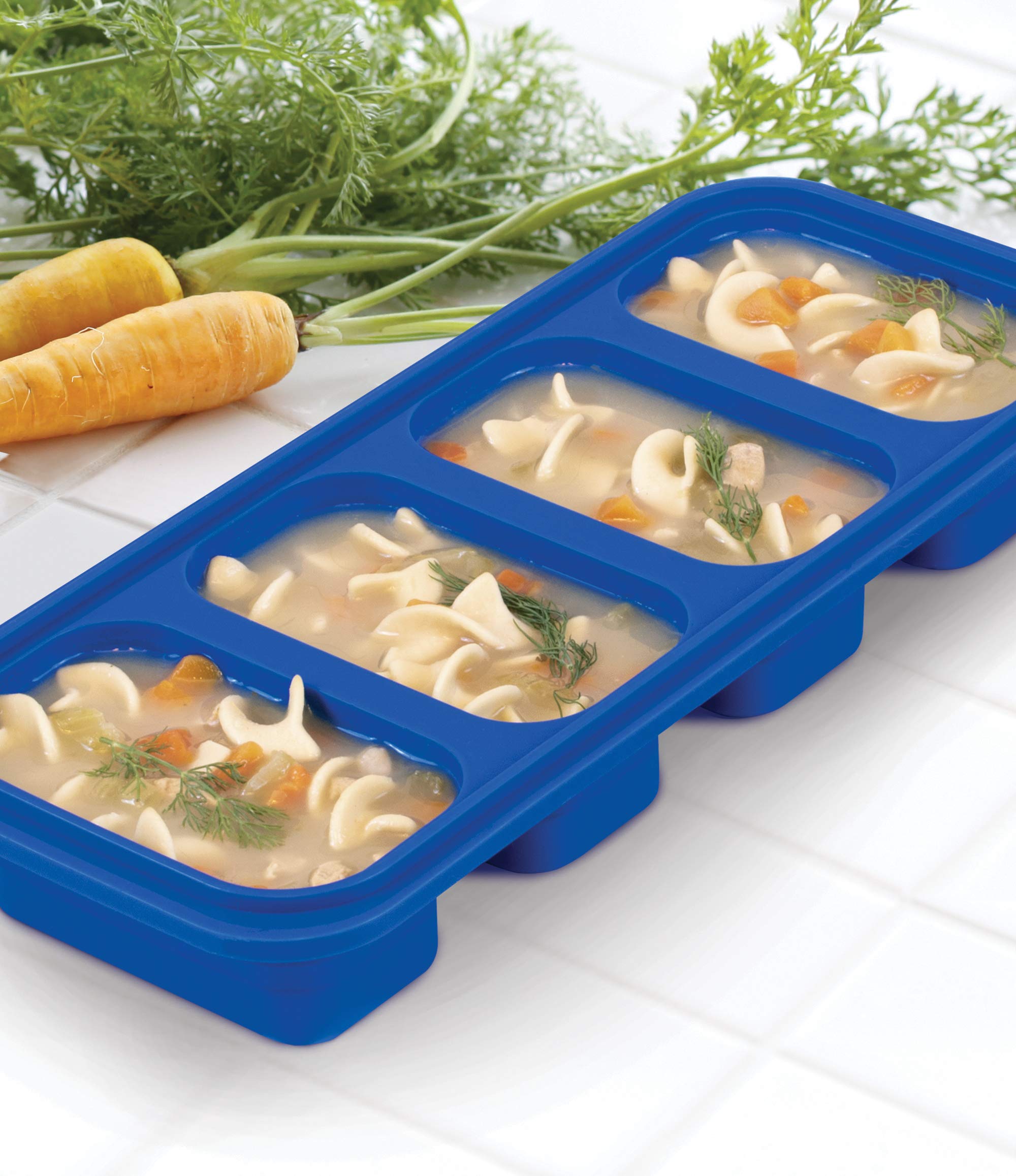 HIC Kitchen Prep-N-Freeze Portion Tray with Lid, Collapsible European-Grade Silicone, 4-Sections Hold 6-Ounces Each - Image 9