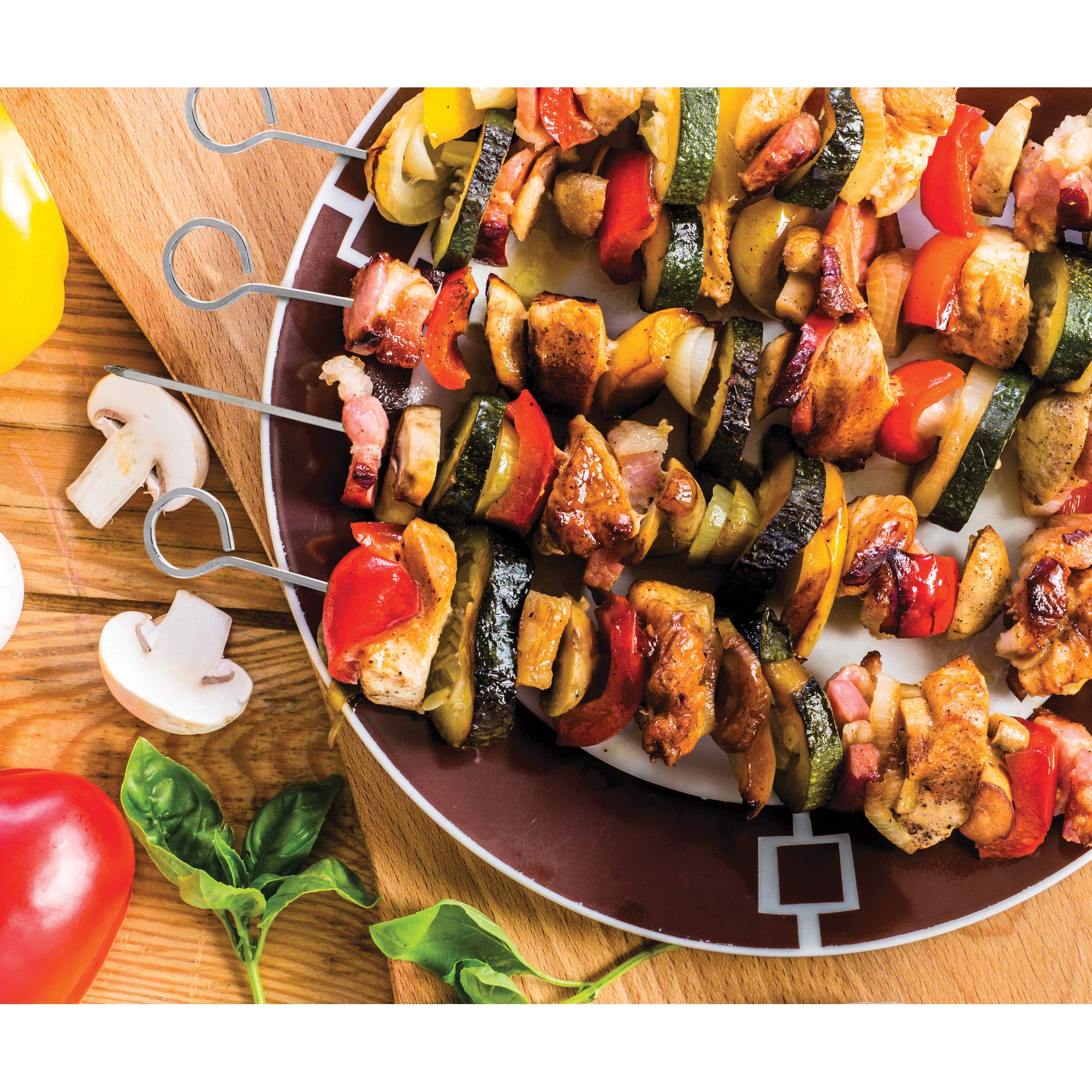 HIC Kitchen Reusable Barbecue and Grilling Shish Kabob Skewers with Ring-Handle Top, 15-Inches, Set of 8 - Image 4