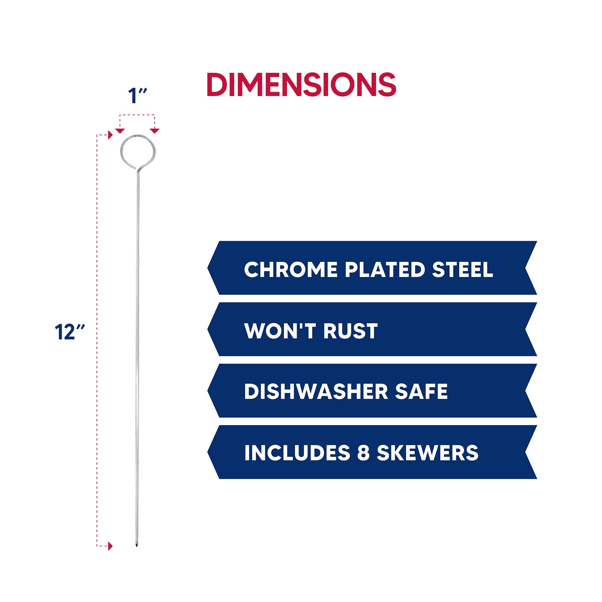 HIC Kitchen Reusable Barbecue and Grilling Shish Kabob Skewers with Ring-Handle Top, 12-Inches, Set of 8 - Image 6