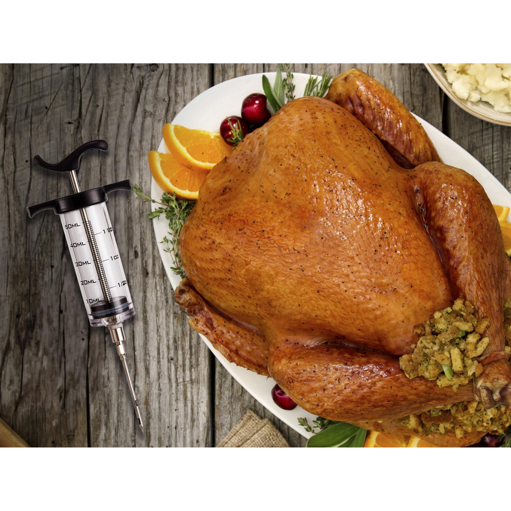 HIC Kitchen Roasting Meat Marinade Flavor Injector, 18/8 Stainless Steel Needle, Polycarbonate, 1.5-Ounce Capacity, For Juicy Tender Turkey, Chicken, Beef, Pork, Game - Image 5