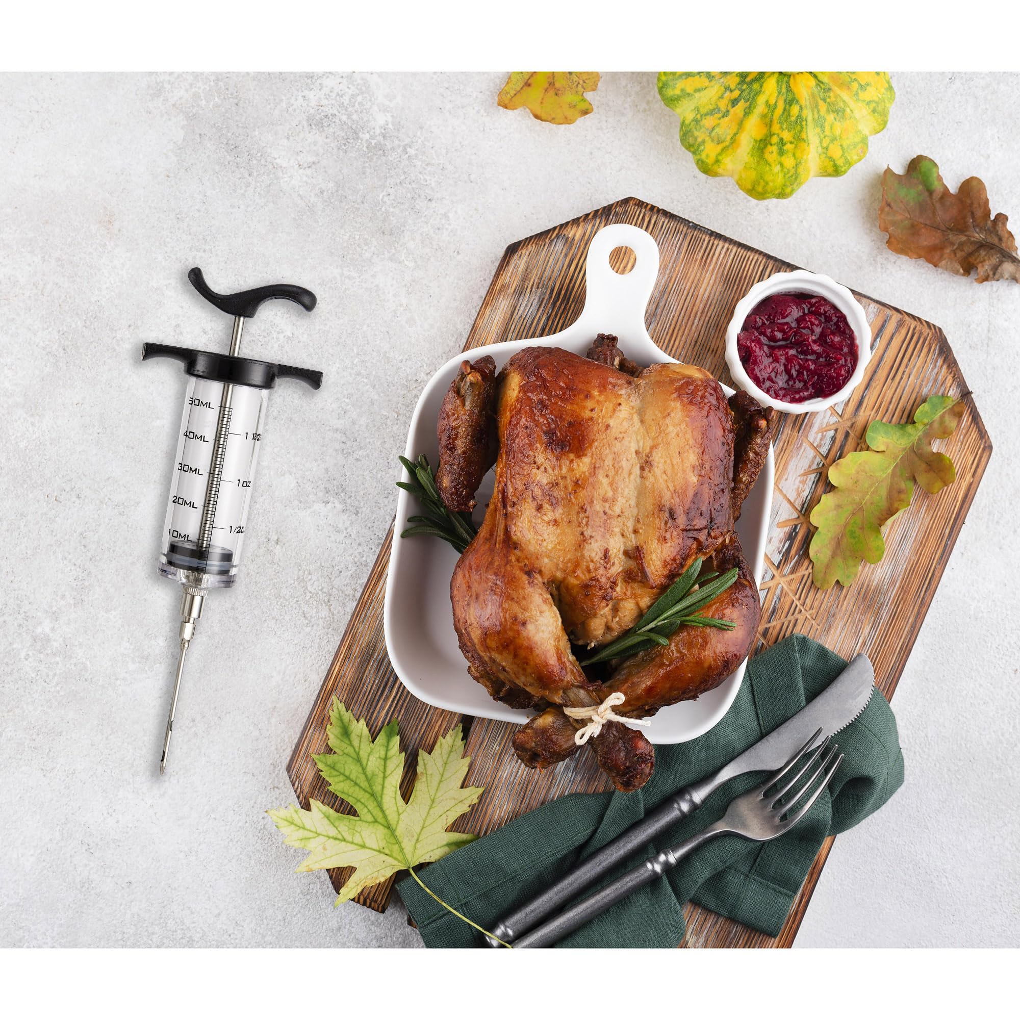 HIC Kitchen Roasting Meat Marinade Flavor Injector, 18/8 Stainless Steel Needle, Polycarbonate, 1.5-Ounce Capacity, For Juicy Tender Turkey, Chicken, Beef, Pork, Game - Image 6