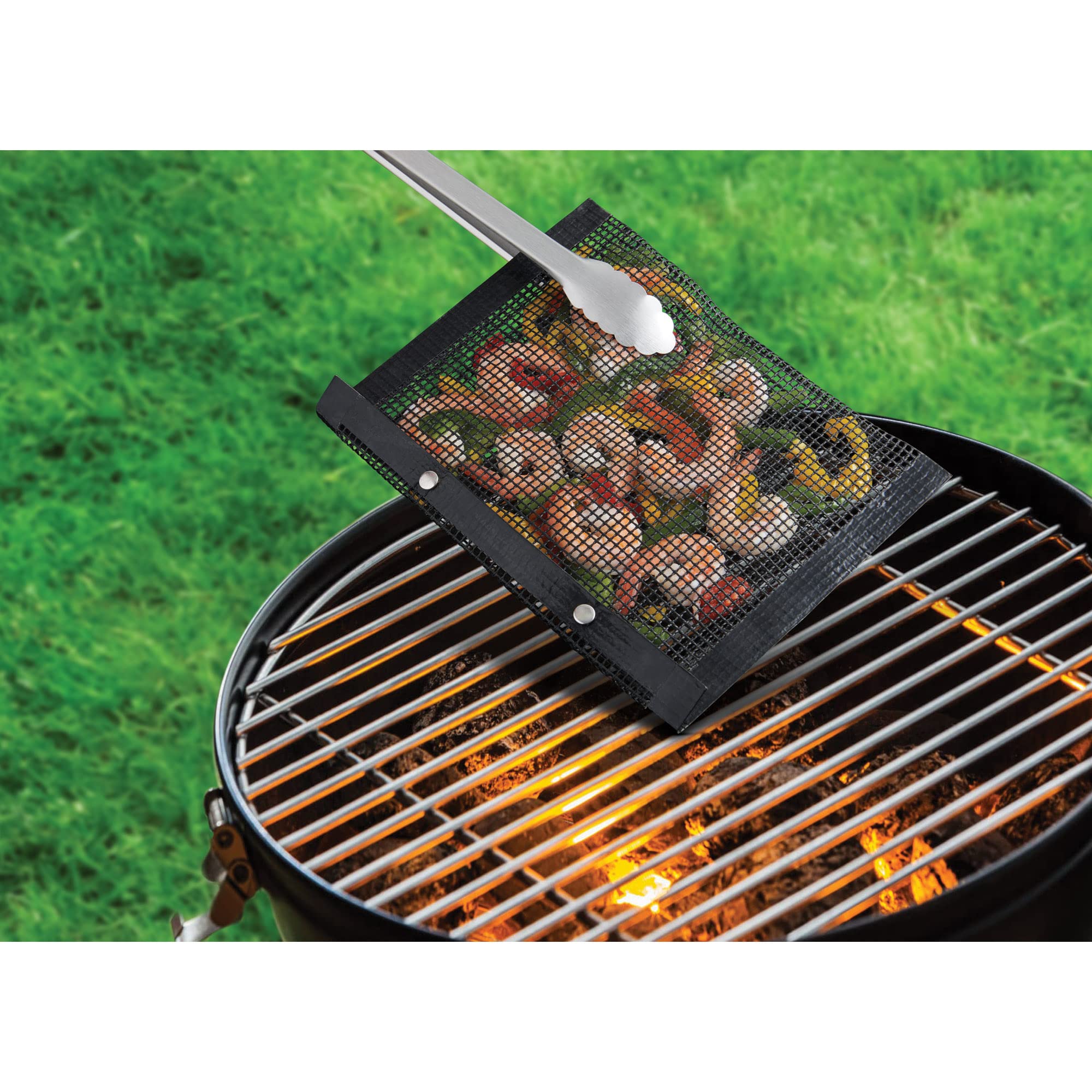 HIC Kitchen Roasting Reusable Non-Stick BBQ Grilling Mesh Bag, Double-Snap Closure, 12 x 9.5-Inch, PFOA-Free Fiberglass, Heat Safe to 500°F, Ideal for Vegetables, Meat, Seafood, Dishwasher Safe - Image 3