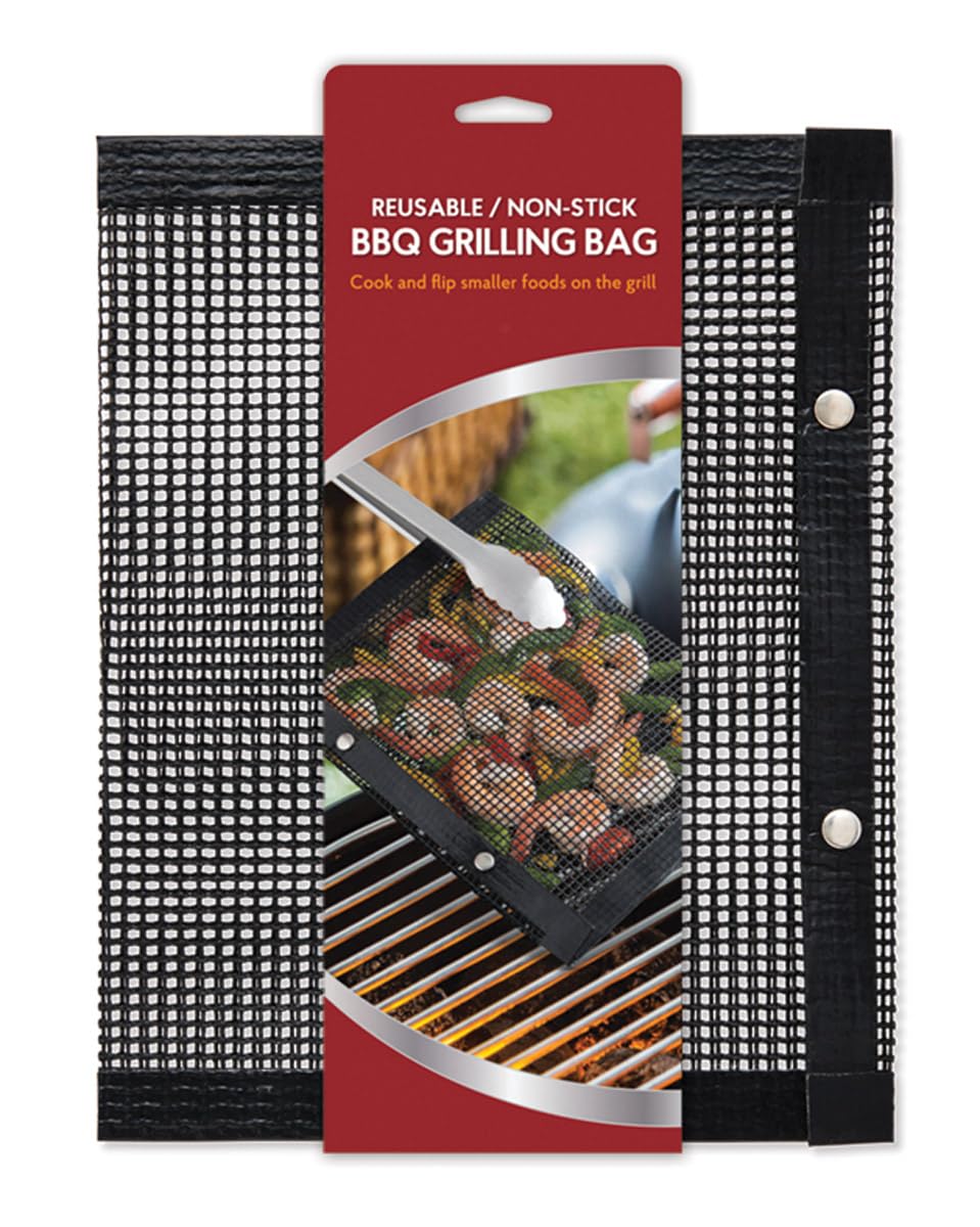 HIC Kitchen Roasting Reusable Non-Stick BBQ Grilling Mesh Bag, Double-Snap Closure, 12 x 9.5-Inch, PFOA-Free Fiberglass, Heat Safe to 500°F, Ideal for Vegetables, Meat, Seafood, Dishwasher Safe - Image 5