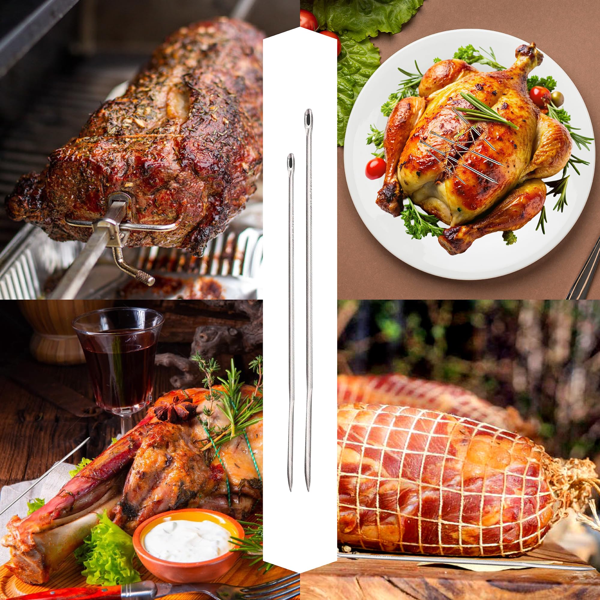 HIC Kitchen Roasting Straight Trussing Needles, 18/8 Stainless Steel, 8-Inches, Set of 2, for Securing Stuffed Poultry and Rolled Meat - Image 5