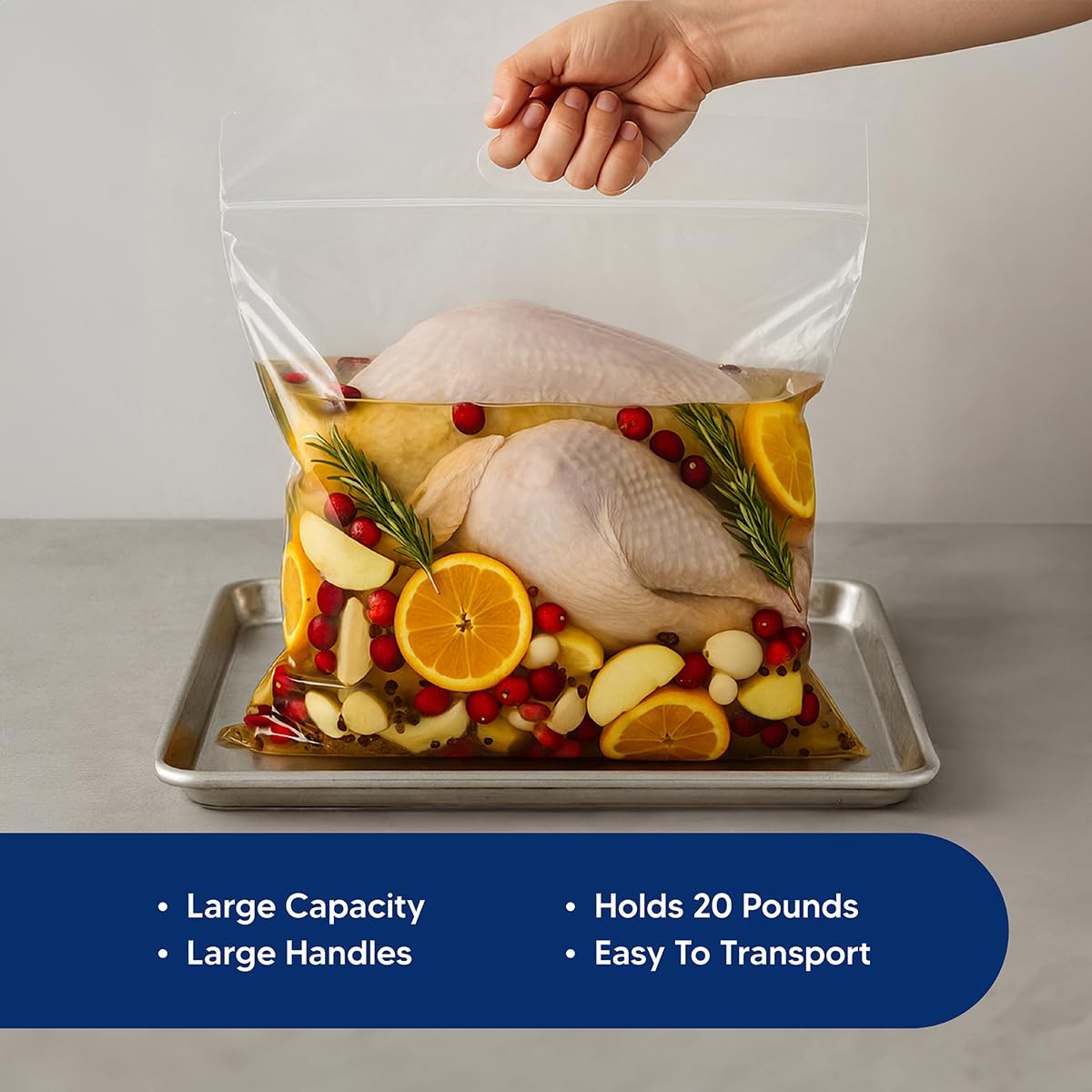 HIC Kitchen Roasting Turkey Brining Bag, Holds 20-Pound Turkey With Brine, Seasonings, And Aromatics For Juicy Tender Flavor, Set of 2 - Image 5