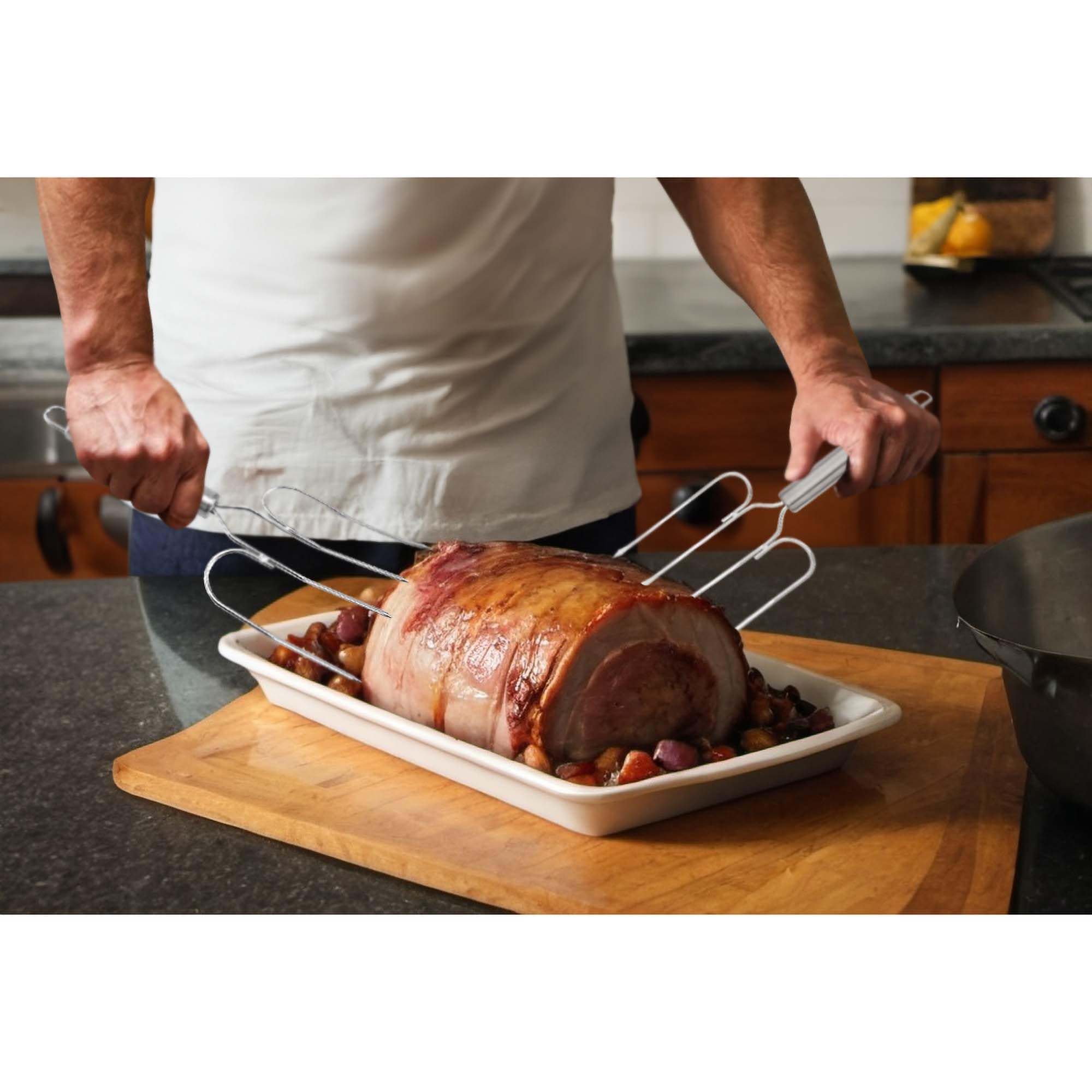 HIC Kitchen Roasting Turkey Lifter Forks, Stainless Steel, Lifts Up To 20-Pounds, Safe Carving And Stress-Free Serving, Set of 2 - Image 4