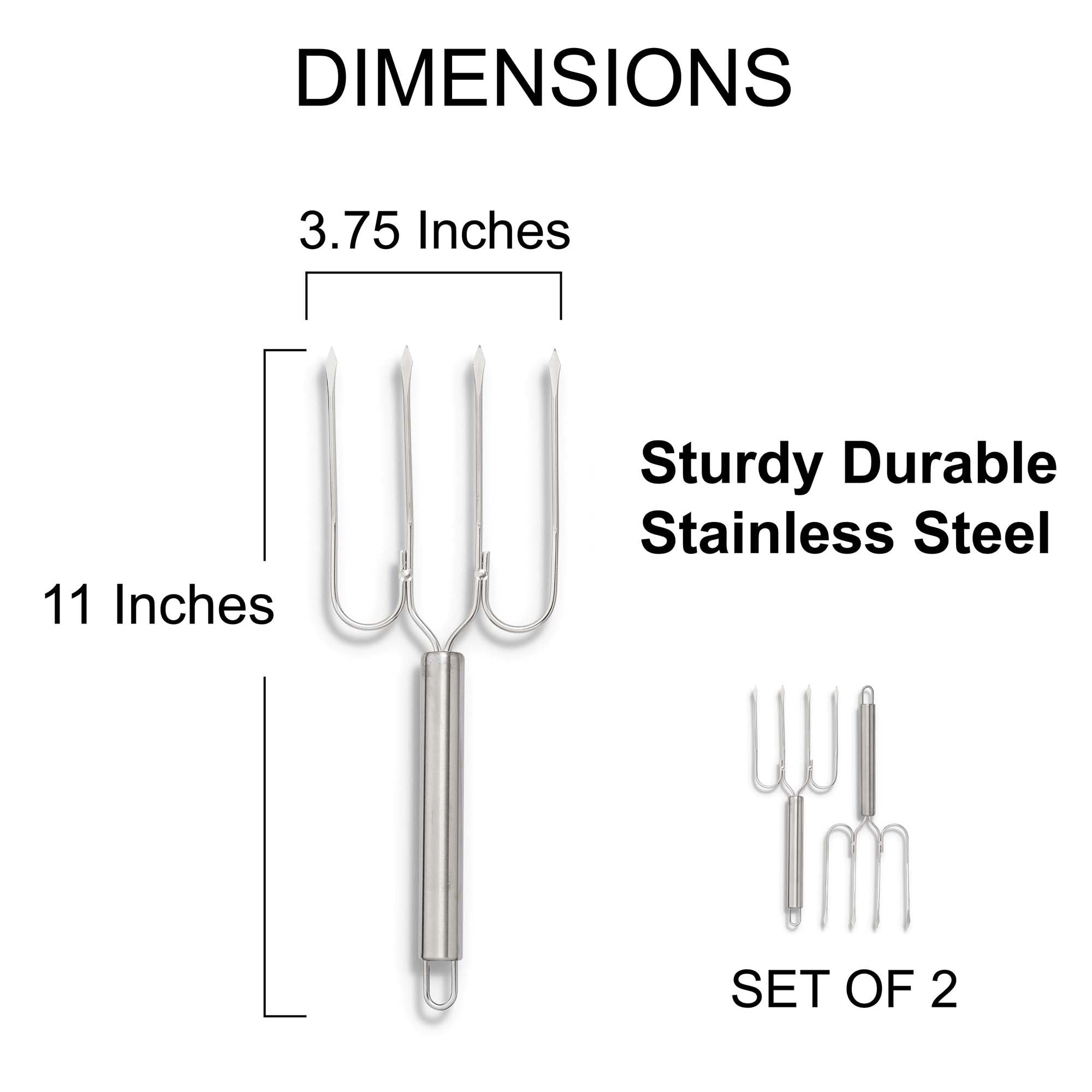 HIC Kitchen Roasting Turkey Lifter Forks, Stainless Steel, Lifts Up To 20-Pounds, Safe Carving And Stress-Free Serving, Set of 2 - Image 6
