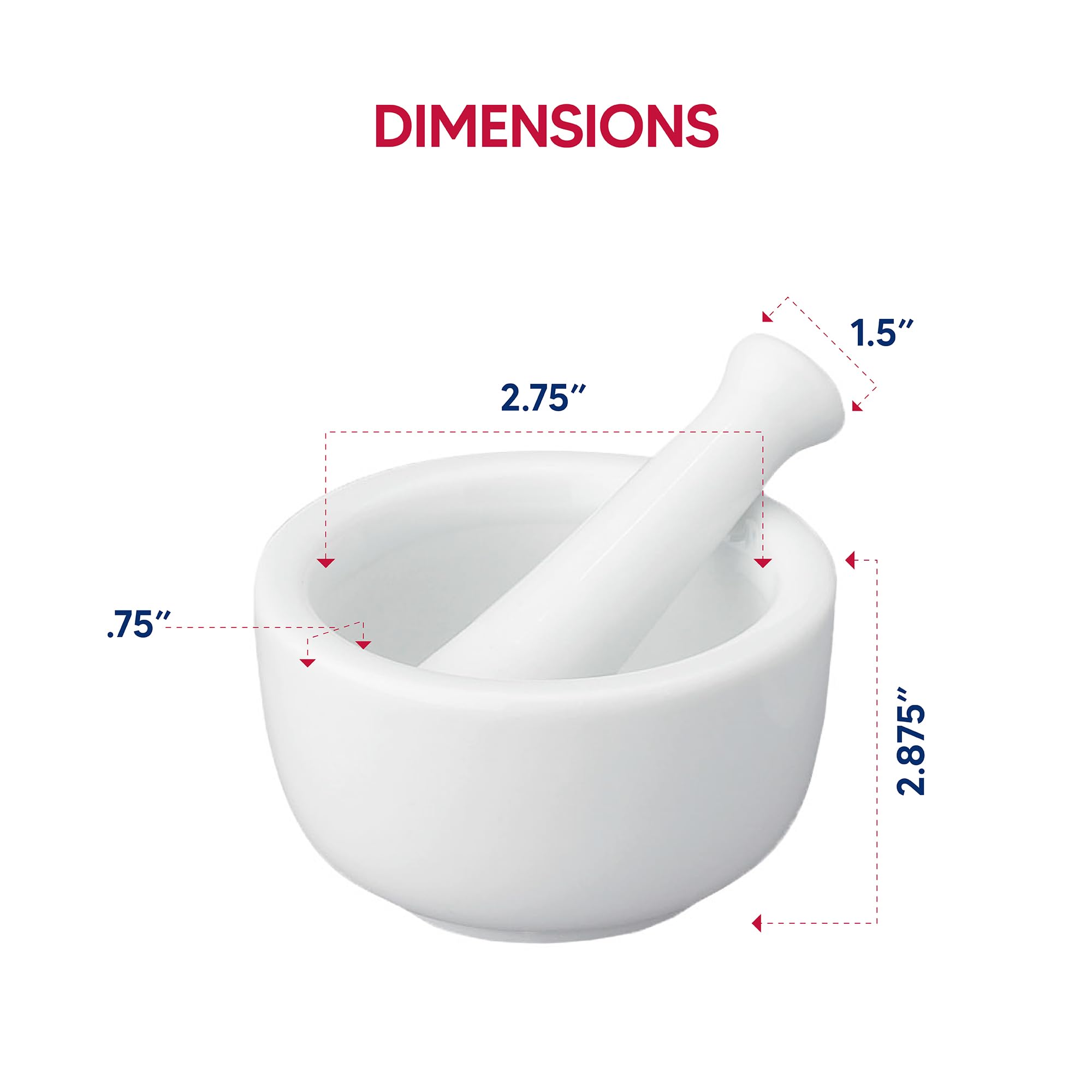 HIC Kitchen Small Mortar and Pestle Set, Fine Porcelain, 2.75-Inch, Spice Herb Grinder, Pill Crusher, Nut Butter Maker - Image 7