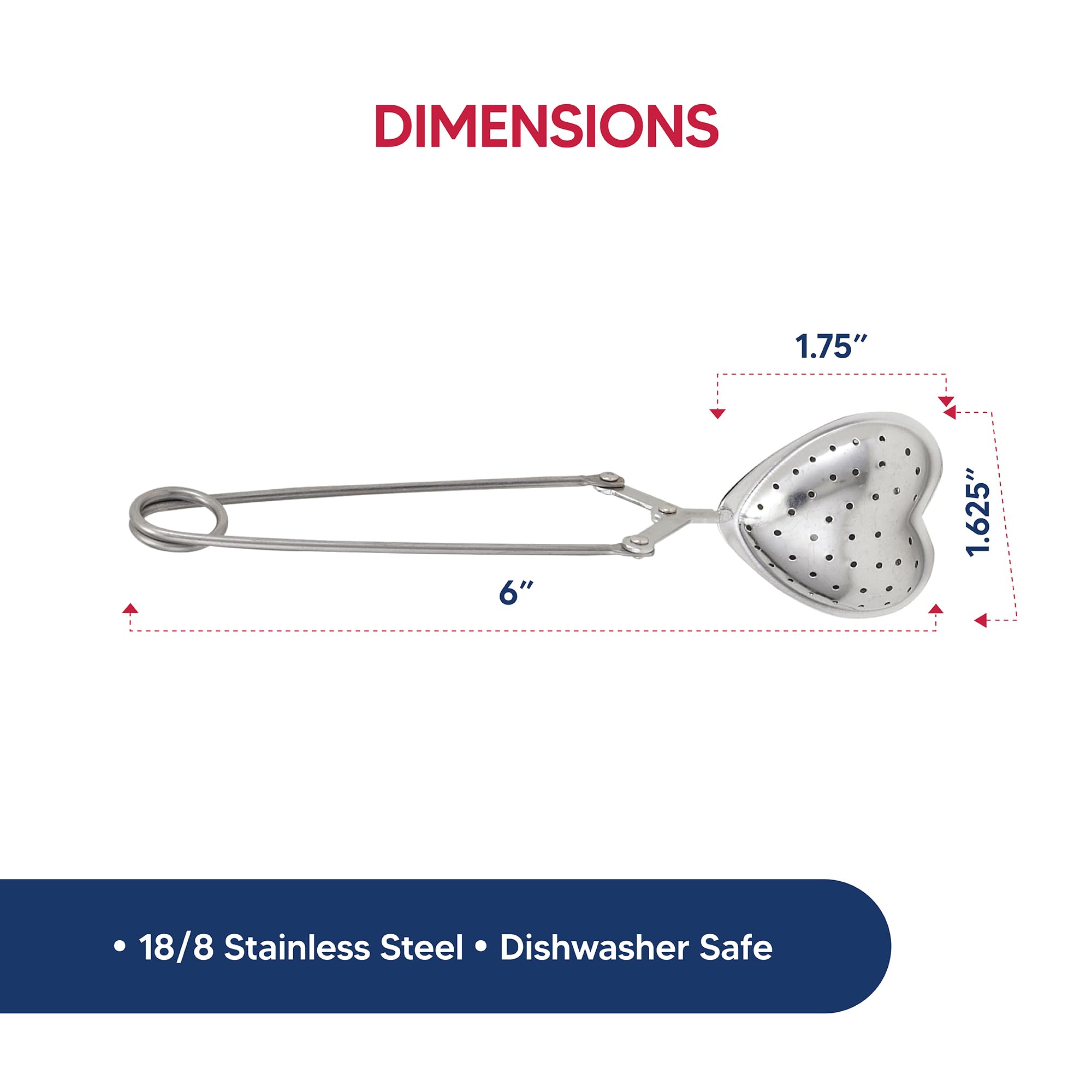 HIC Kitchen Snap Tea Infuser, Heart-Shaped, 18/8 Stainless Steel, For Loose Leaf Tea and Mulling Spices - Image 5