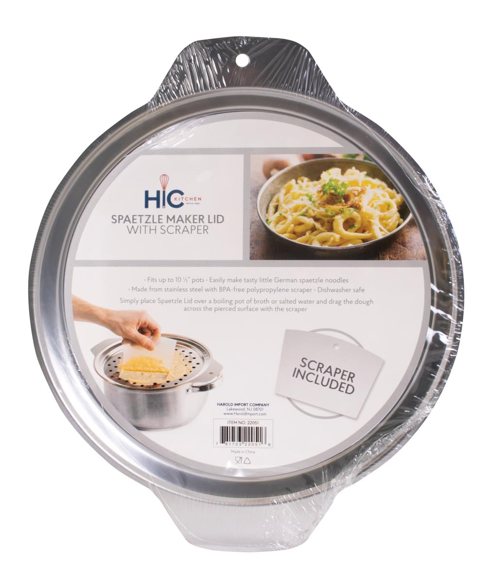 HIC Kitchen Spaetzle Noodle Dumpling Maker Lid with Scraper, Fits up to 10.5-Inch Pots - Image 7