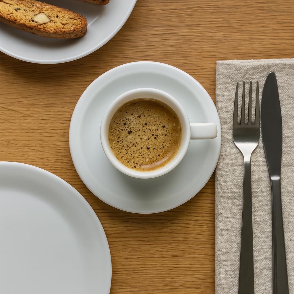 HIC Kitchen Stackable Espresso Coffee Set, Fine Porcelain, 9-Piece Set, 4-Ounce Service for 4 Plus Storage Stand - Image 4