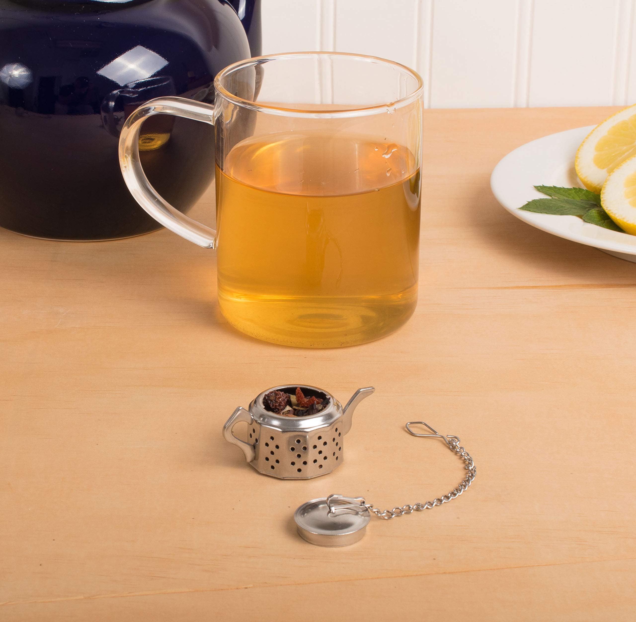 HIC Kitchen Tea Infuser, Teapot Shape with Drip Tray, 18/8 Stainless Steel - Image 3