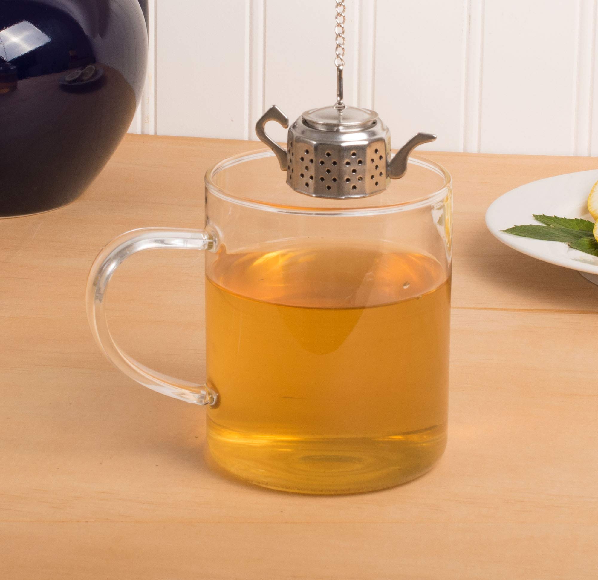 HIC Kitchen Tea Infuser, Teapot Shape with Drip Tray, 18/8 Stainless Steel - Image 4