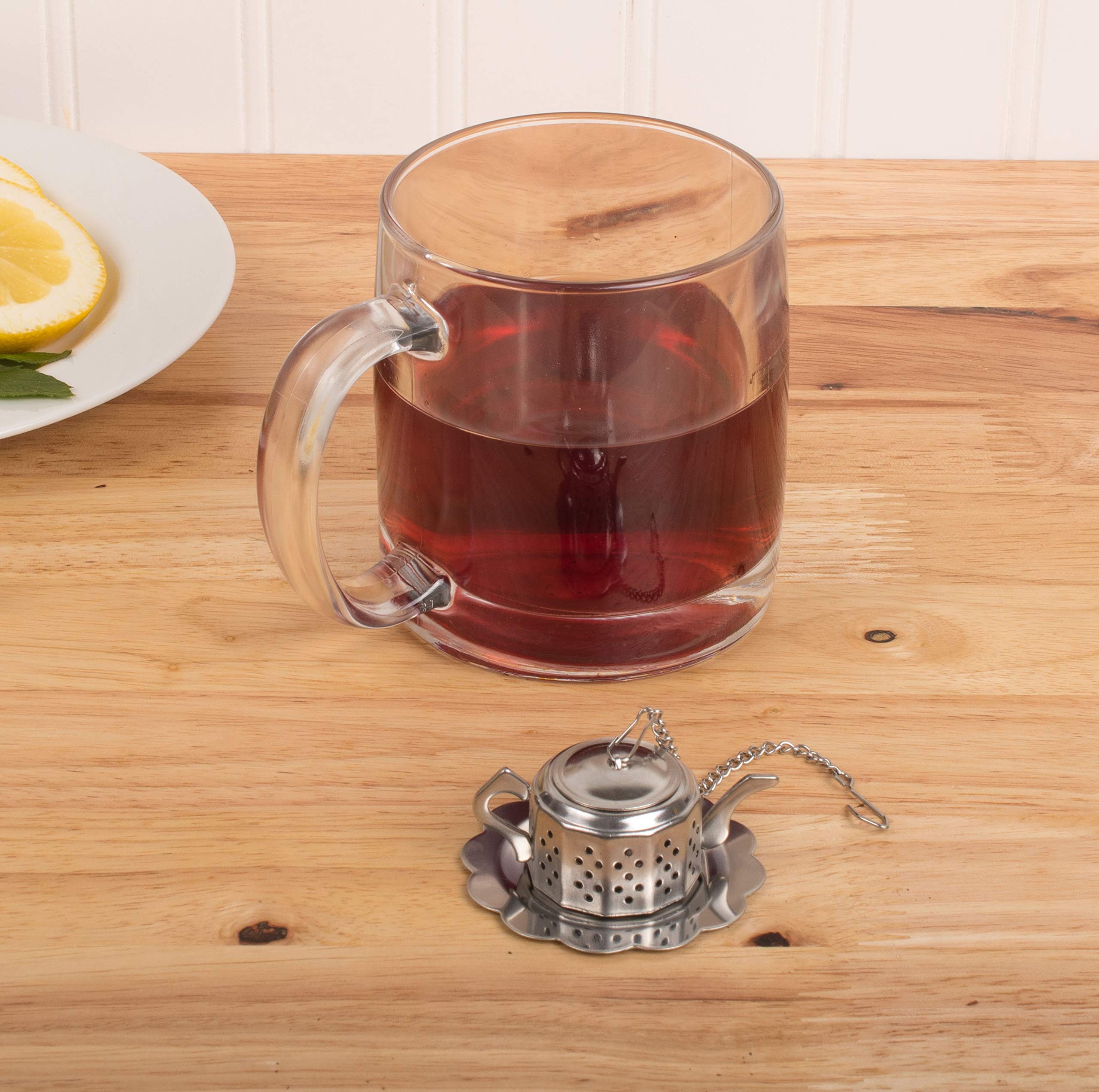 HIC Kitchen Tea Infuser, Teapot Shape with Drip Tray, 18/8 Stainless Steel - Image 5