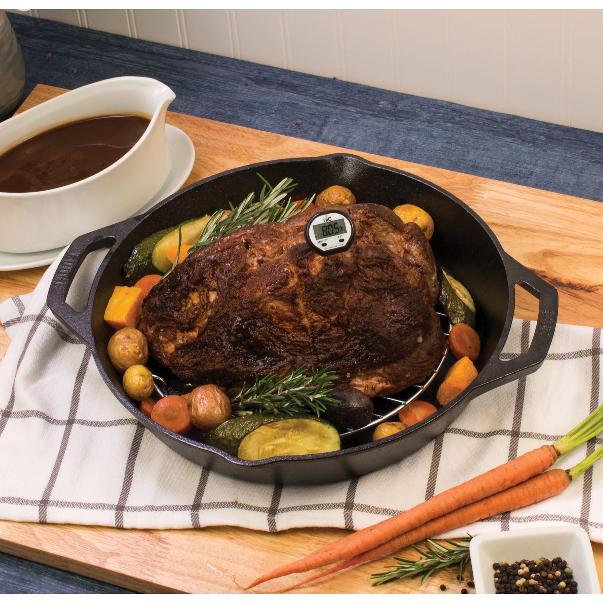 HIC Roasting Instant-Read Digital Meat Thermometer, Shatterproof LCD Display - Image 3