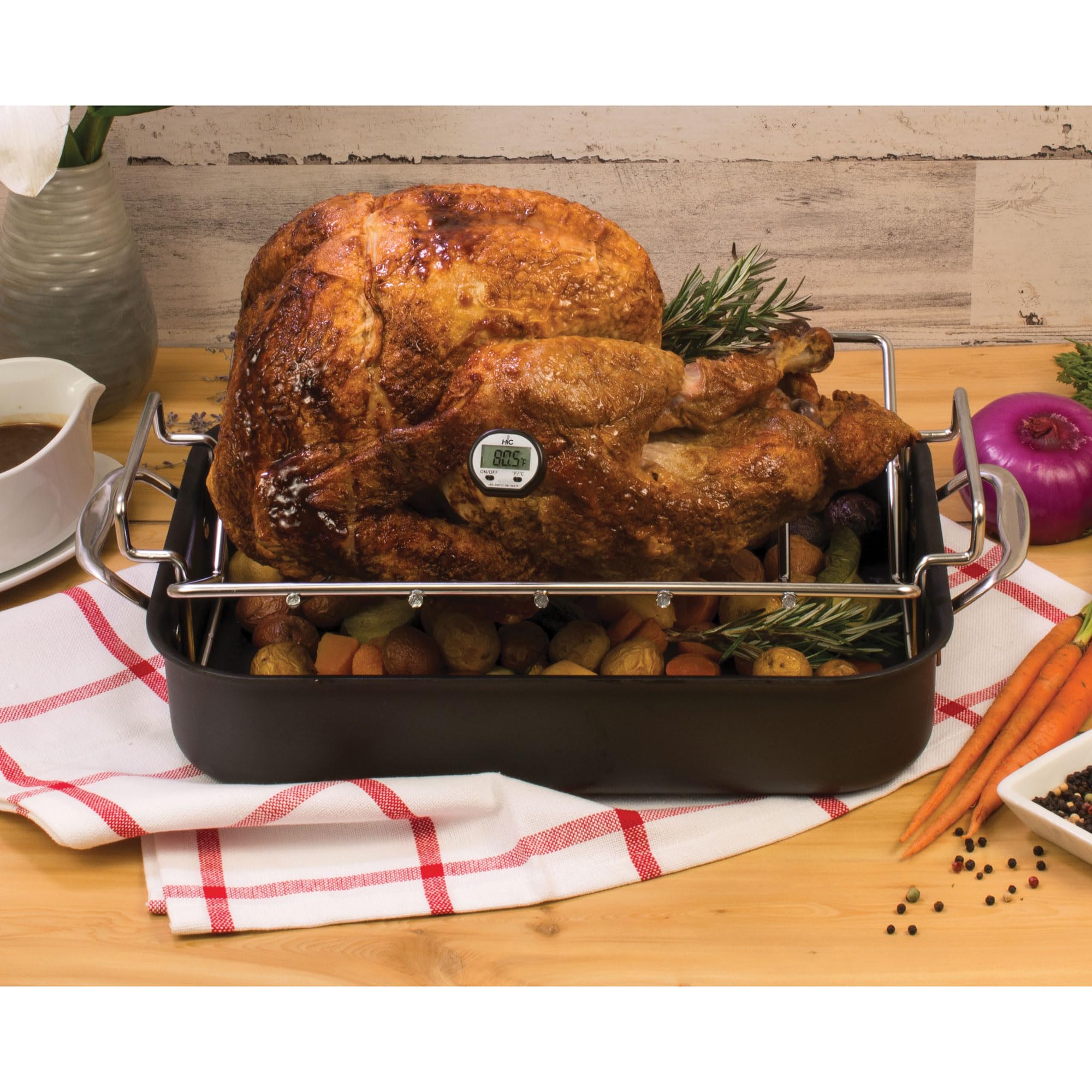 HIC Roasting Instant-Read Digital Meat Thermometer, Shatterproof LCD Display - Image 4