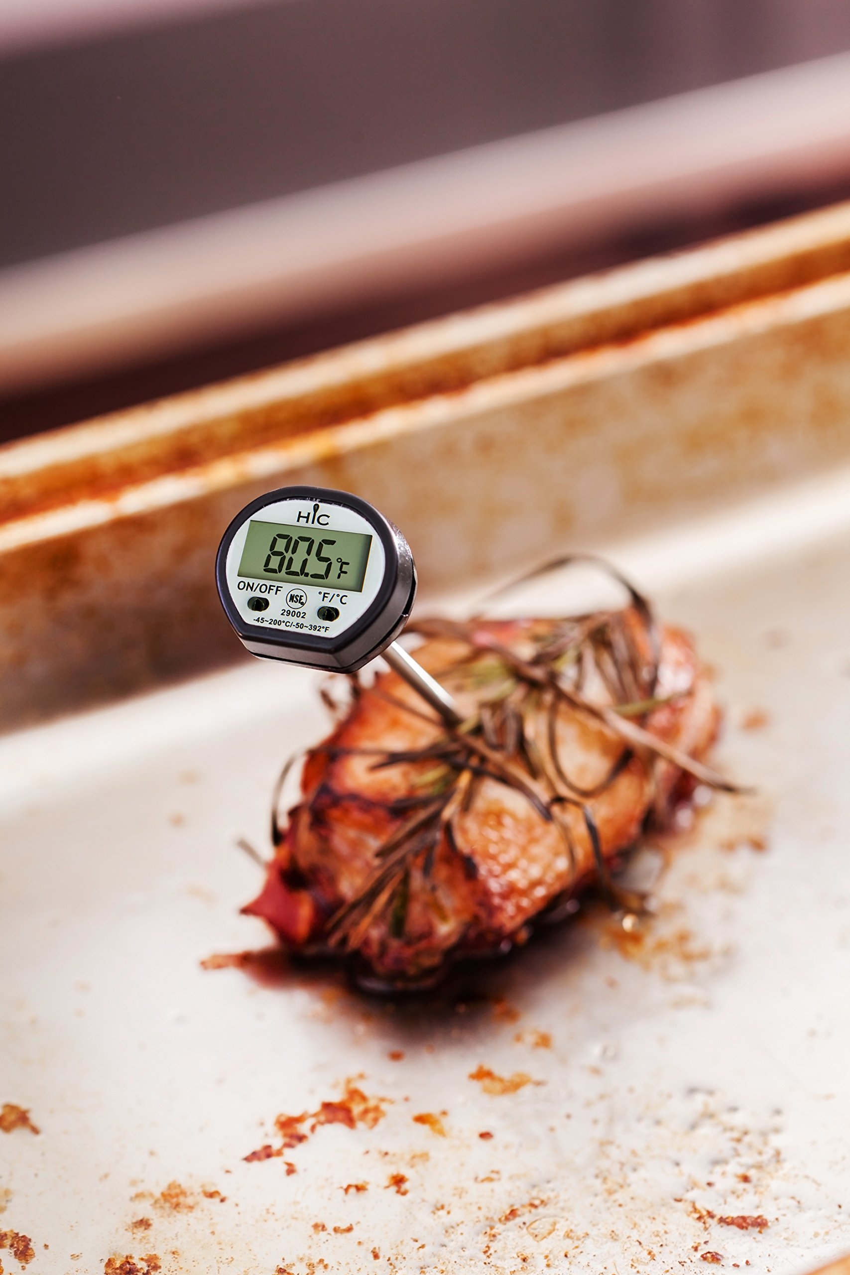 HIC Roasting Instant-Read Digital Meat Thermometer, Shatterproof LCD Display - Image 6